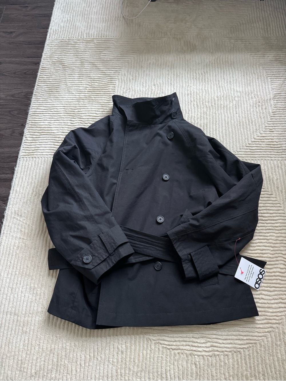 Funnel neck trench coat